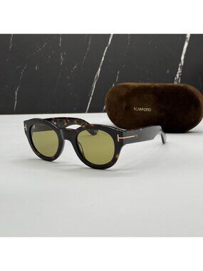 NEW TOM FORD LUCINDA TF1212 52N HAVANA/GREEN UNISEX ROUND SUNGLASSES FT1212